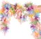 33FT Easter Tinsel Garland – Colorful Metallic Twist with Pink & White Bunny Confetti